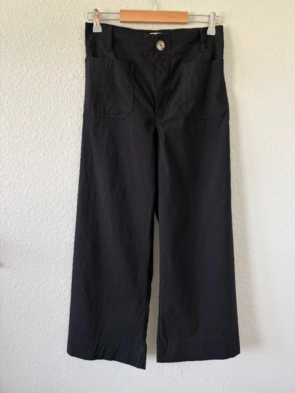 Maeve The Collette Pants Size 28 Black Wide Leg High Rise Linen Blend Crop - Picture 3 of 10
